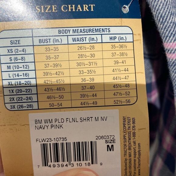 Blue Mountain Women's Navy Pink Plaid Cotton Button Up Flannel Shirt Medium NWT - Picture 7 of 8